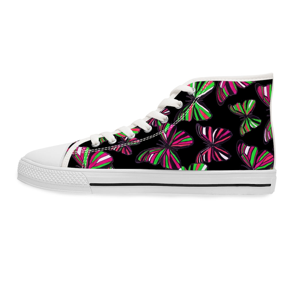 Black Butterflies Women's High Top Sneakers