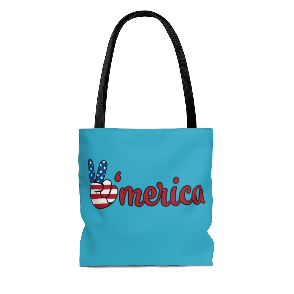 AOP All American Aqua Tote Bag