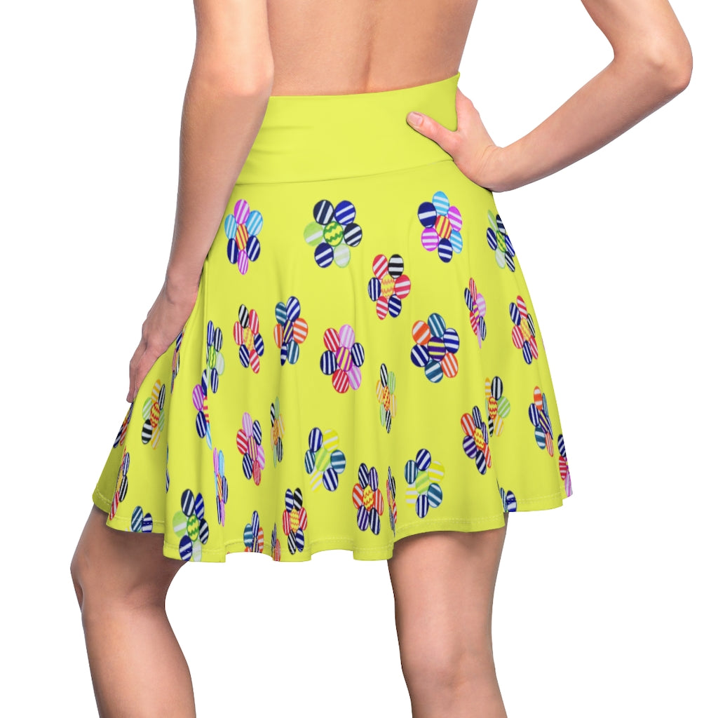 Canary Candy Florals Skater Skirt