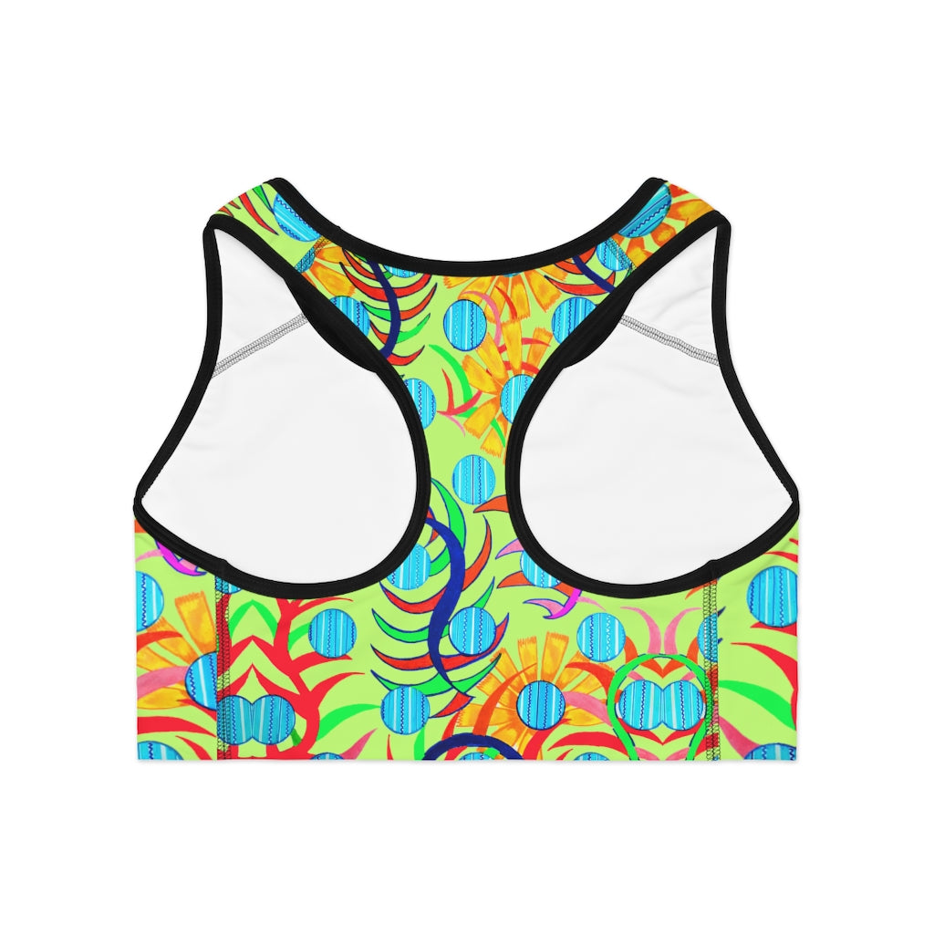 Lime Sunflower Print (AOP) Sports Bra