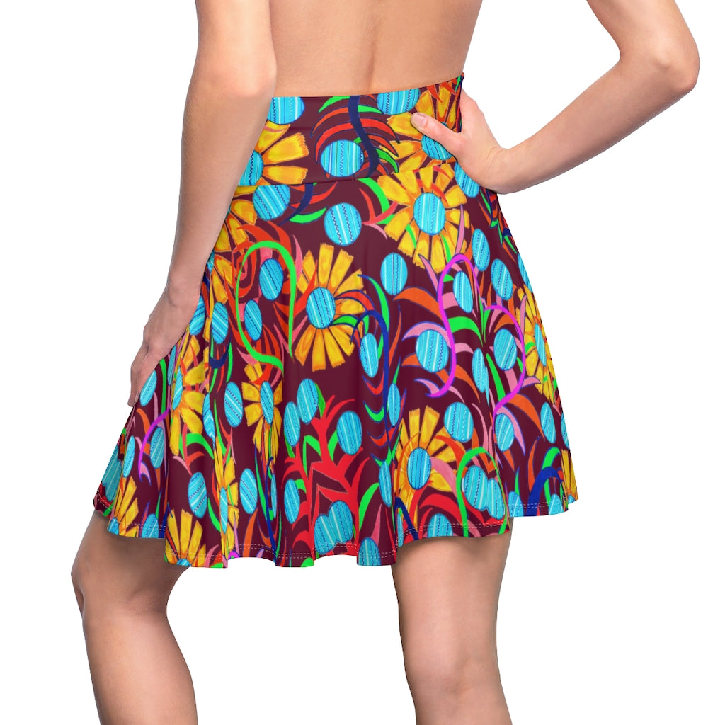 Sunflower Orchid Skater Skirt