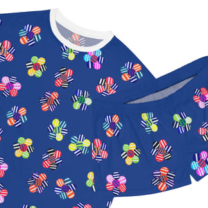 royal blue geometric floral shorts & t-shirt pajama set