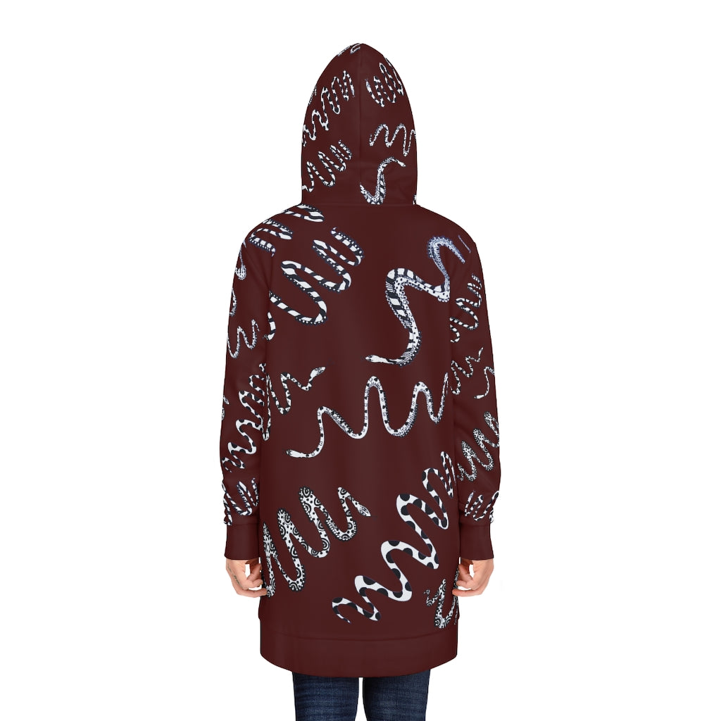 Marsala Snake Print Hoodie Dress