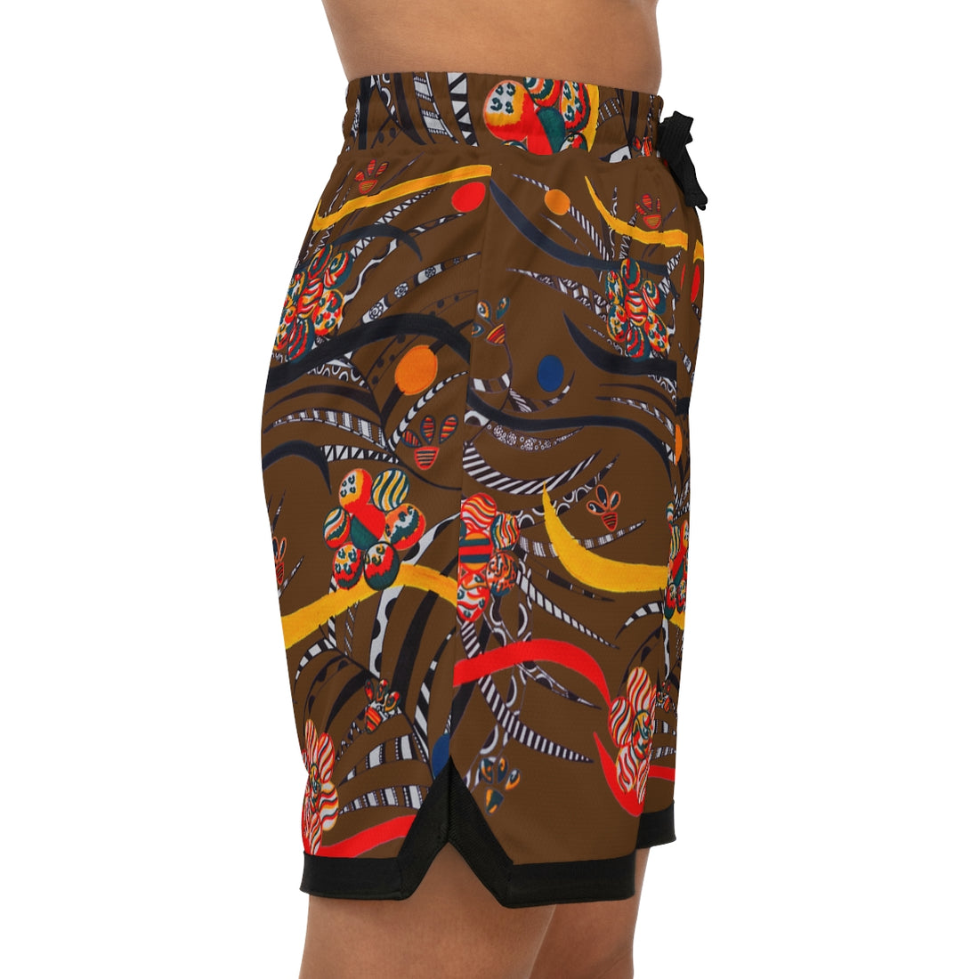 bbrown jungle & animal print print basketball shorts for men