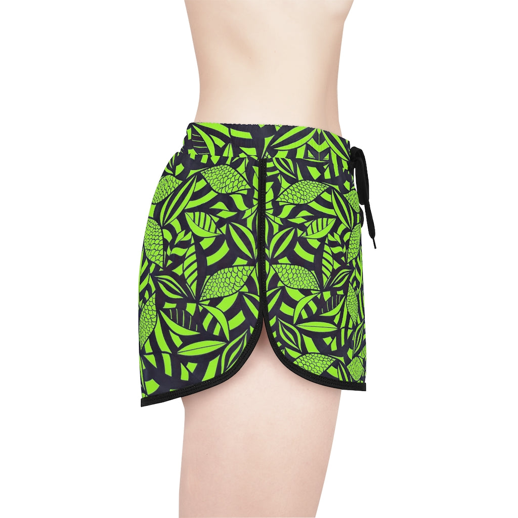 lime green gym shorts in tropical print