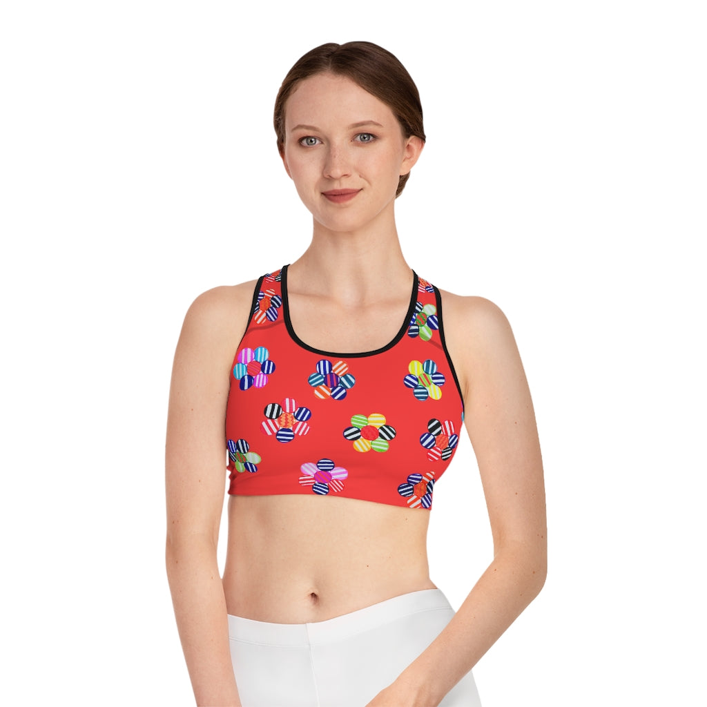 Vermillion Candy Florals (AOP) Sports Bra