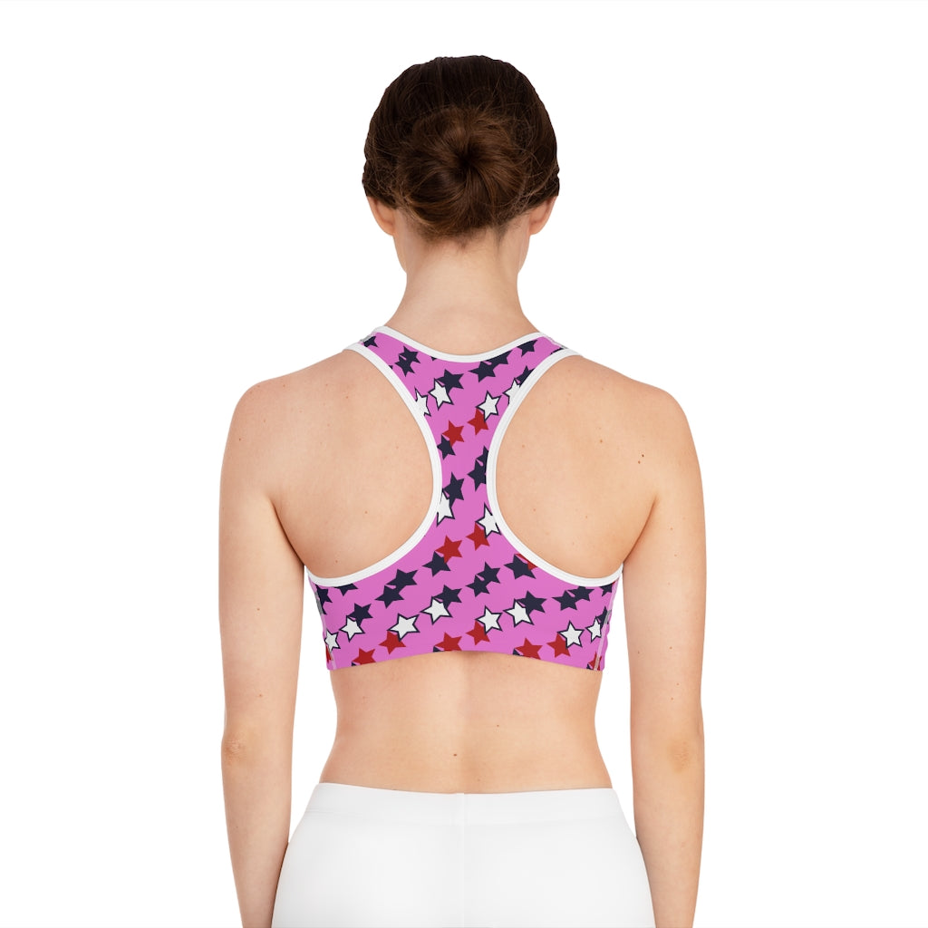 rose star print sports bra