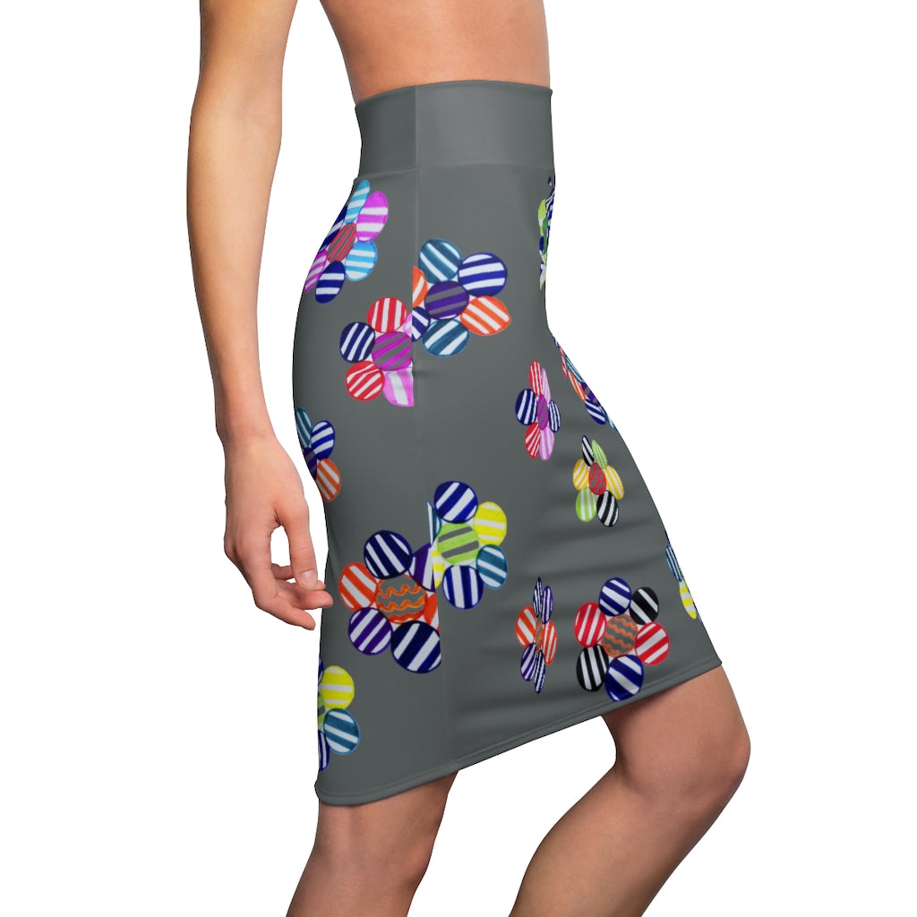 Ash Candy Florals Print Pencil Skirt