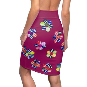 Orchid Candy Florals Print Pencil Skirt