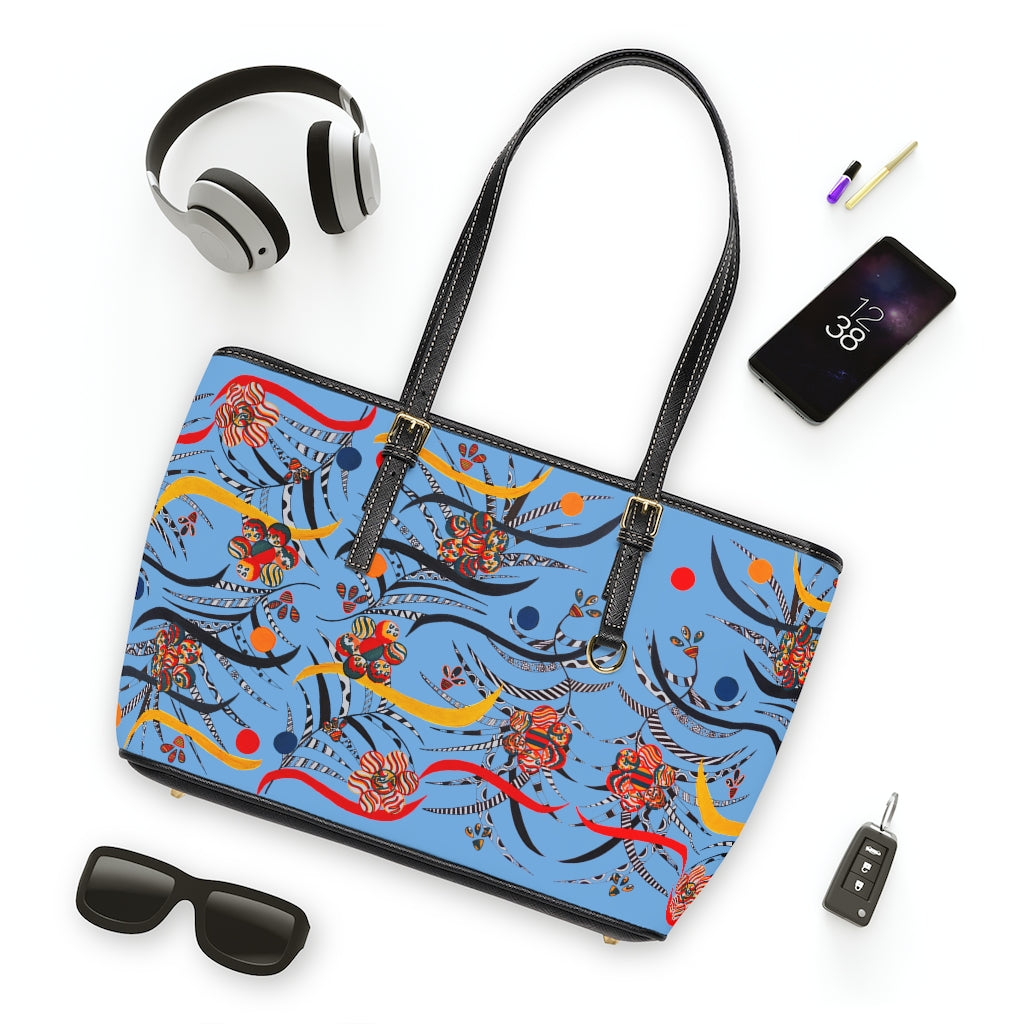 Sky Blue Wilderness PU Leather Shoulder Bag