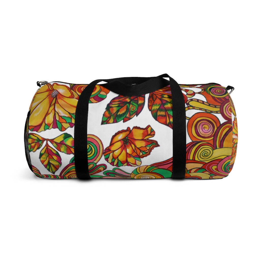 Artsy Floral White Duffel Bag