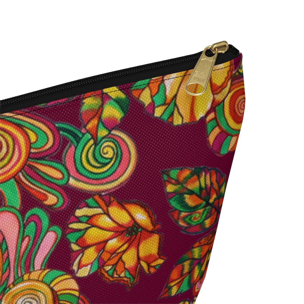 Marsala Artsy Floral Accessory Pouch