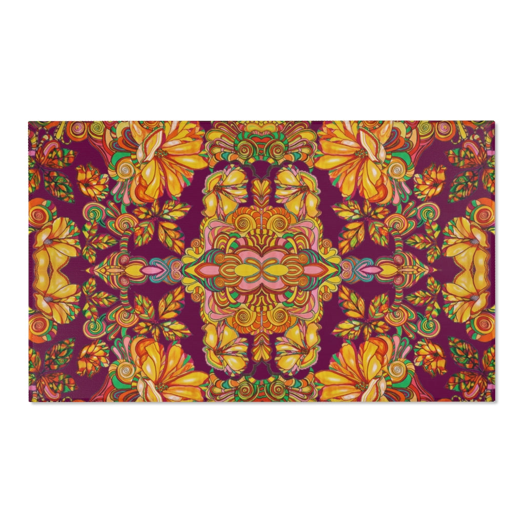 Artsy Floral Royal Purple Area Rug