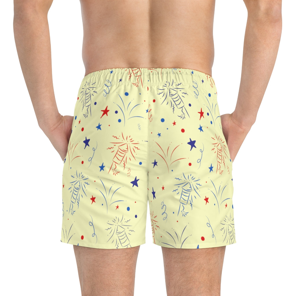 Men's Firecracker Cream Swimming Trunks