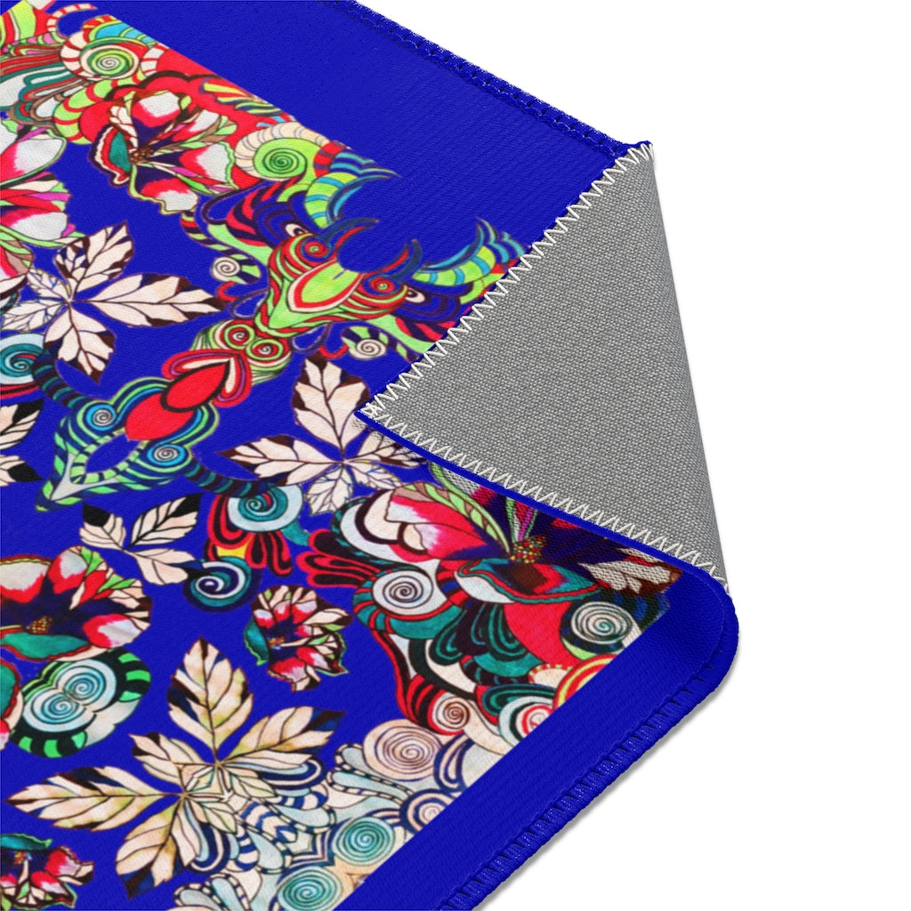 Artsy Floral Pop Royal Blue Area Rug