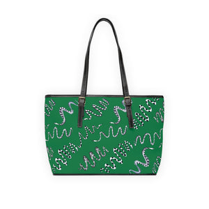 emerald green snake print tote bag