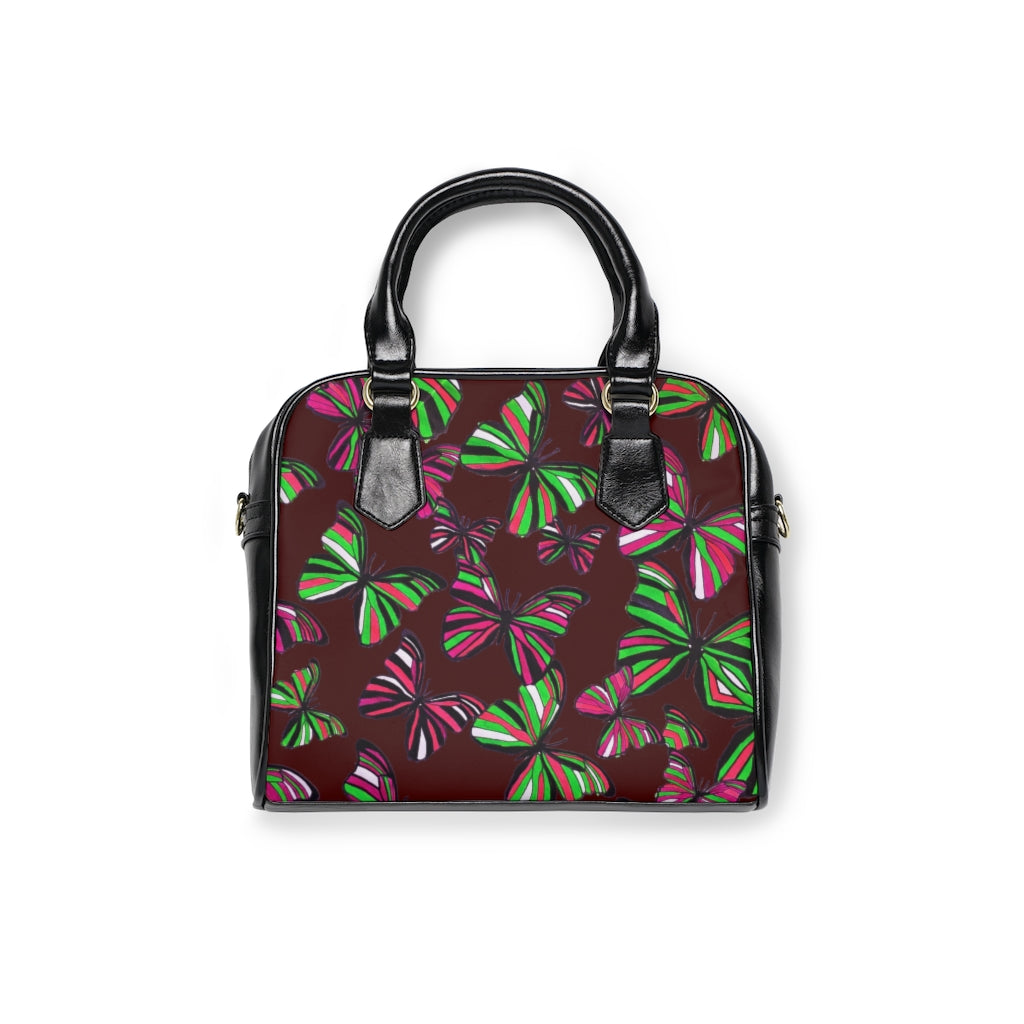 marsala butterfly print handbag
