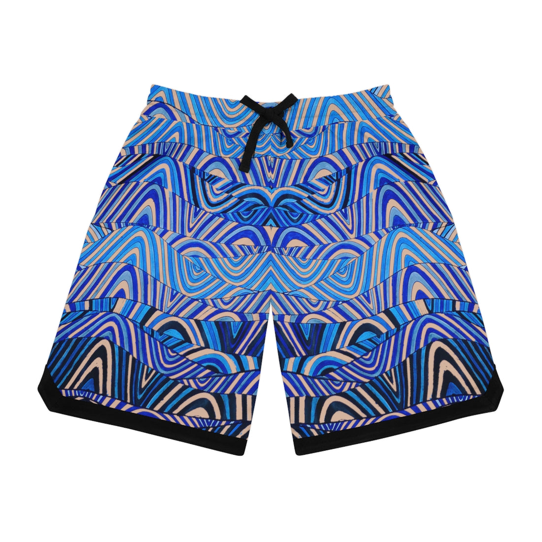 nude sonic waves print basketball shorts 