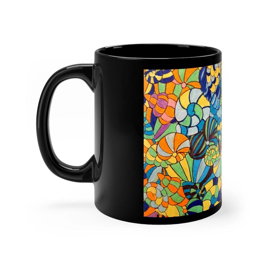 Vivid Ocean Blues Black mug 11oz