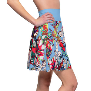 Graphic Floral Sky Skater Skirt