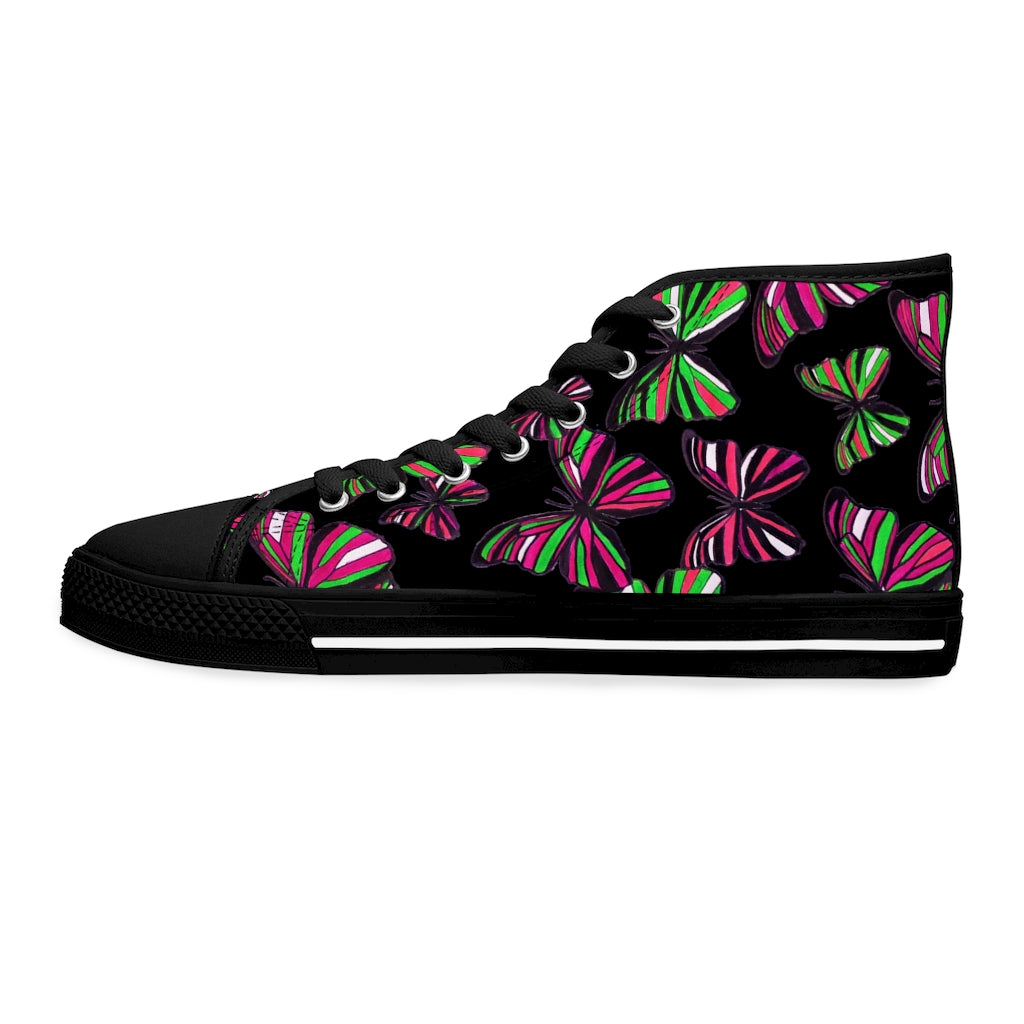 Black Butterflies Women's High Top Sneakers