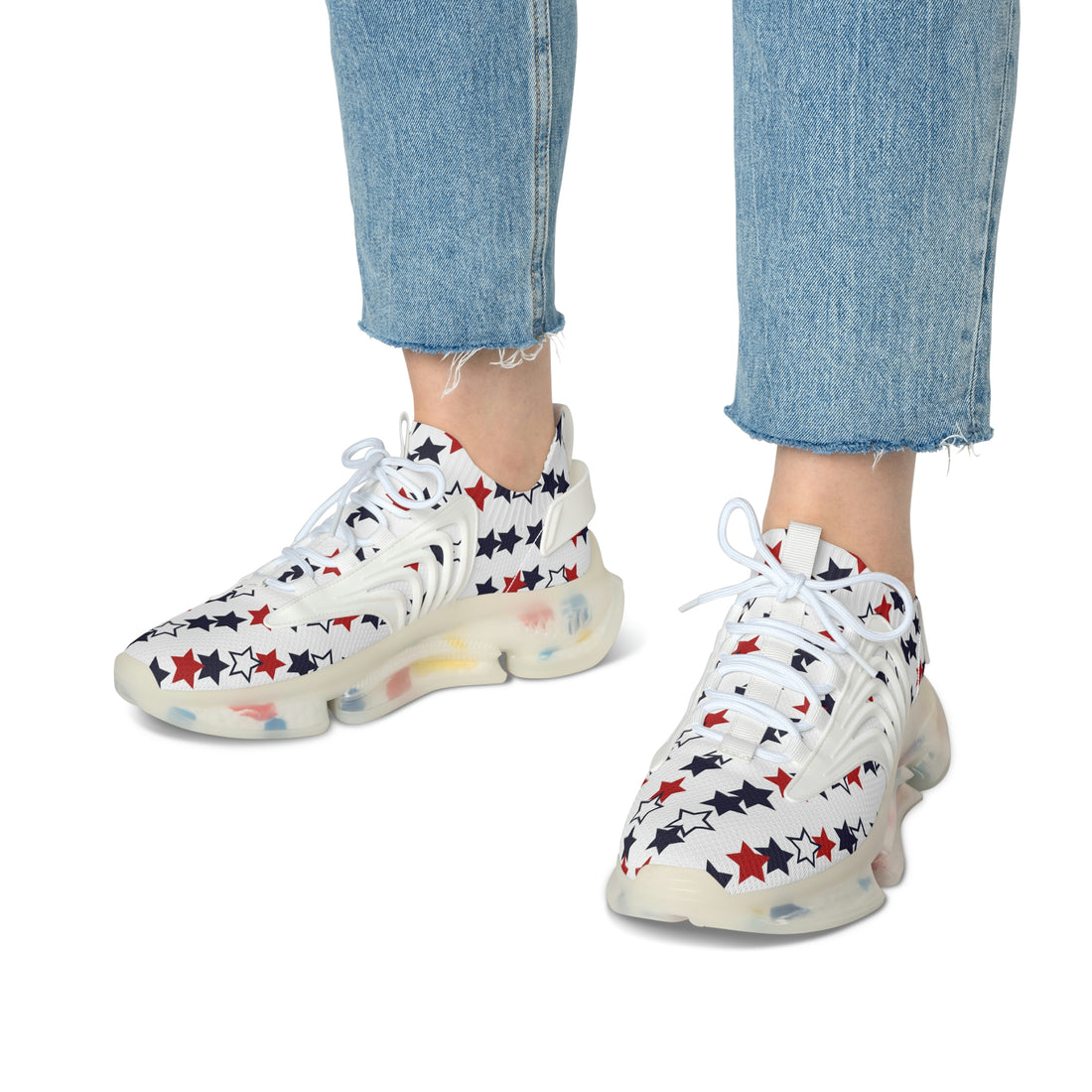 White Stargirl OTT Women's Mesh Knit Sneakers