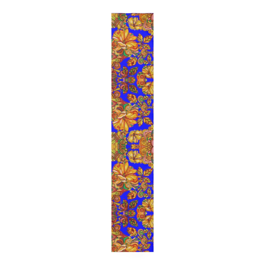 Artsy Floral Electric Blue Table Runner