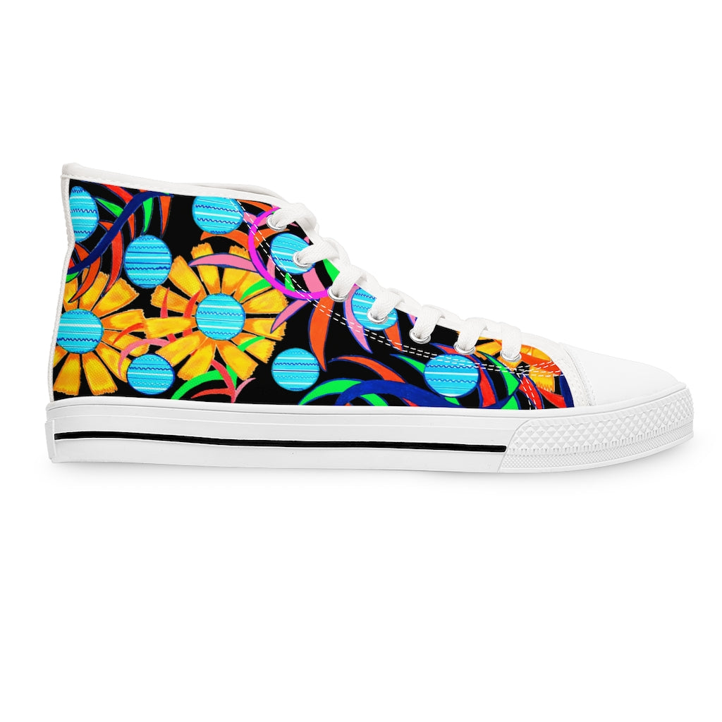 Black Sunflower Women's High Top Sneakers