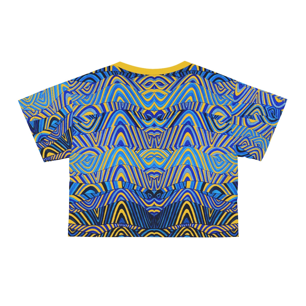 Yellow Sonic AOP Crop Tee