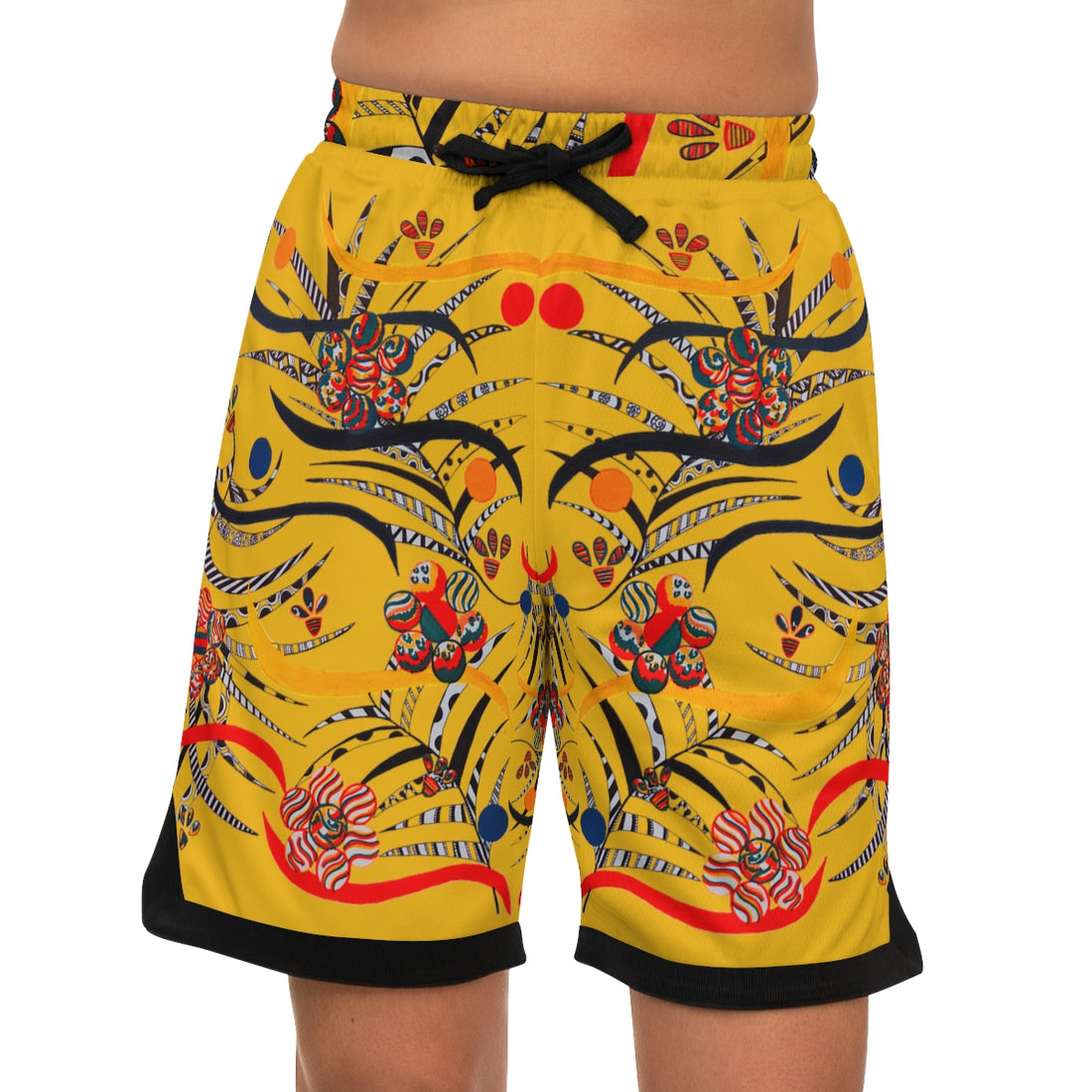 Yellow Wilderness Basketball Rib Shorts (AOP)