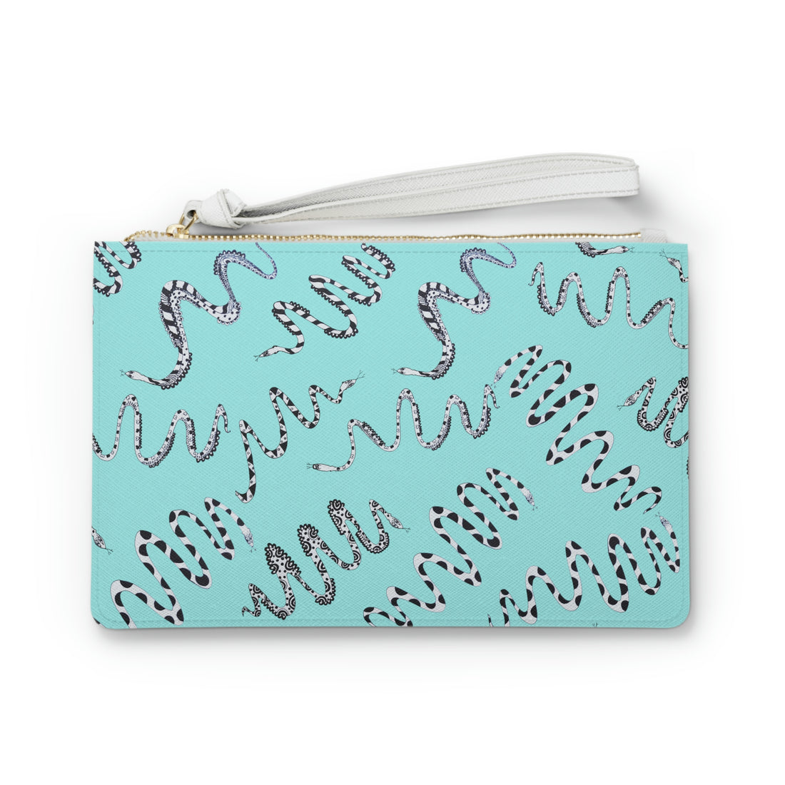 Icy Blue Snake Print Clutch Bag