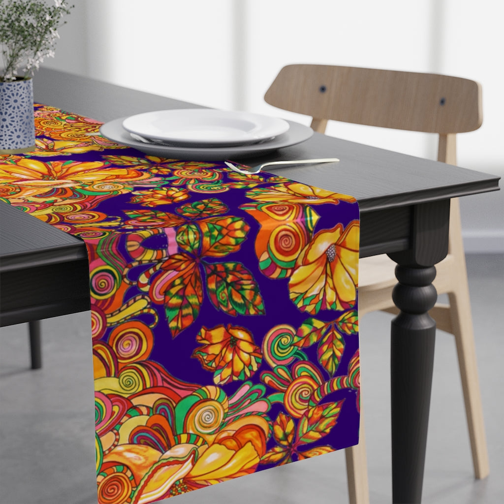 Artsy Floral Violet Table Runner