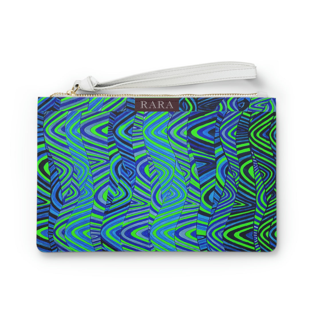 neon green sonic waves print clutch print