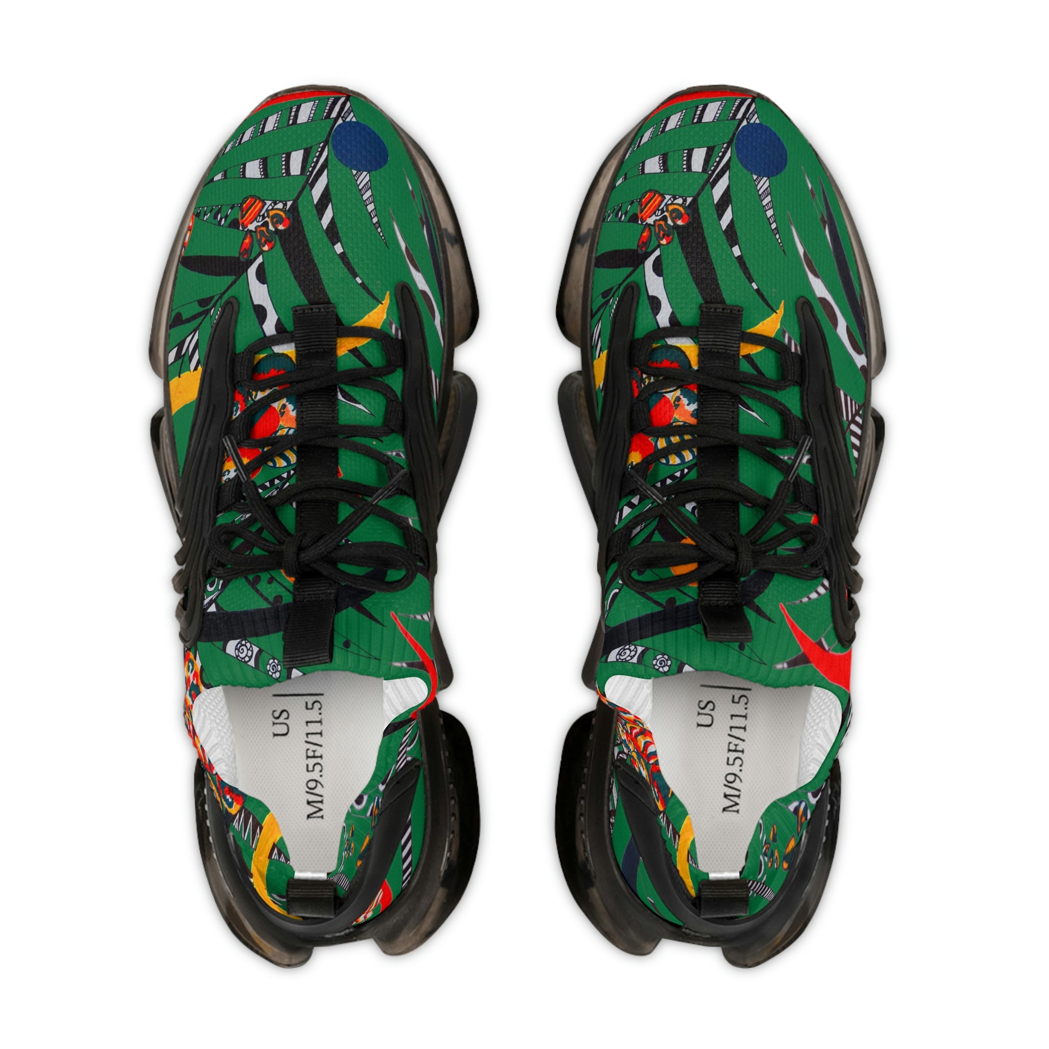 emerald men's floral and animal print mesh knit sneakers