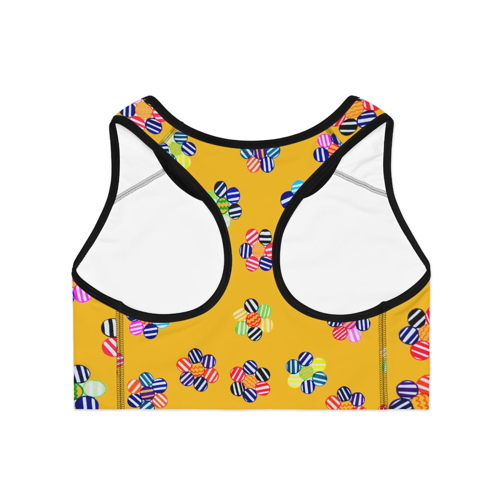 Yellow Candy Florals (AOP) Sports Bra