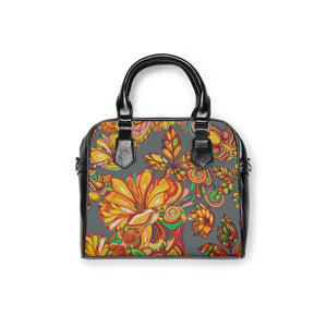 ash grey floral print handbag