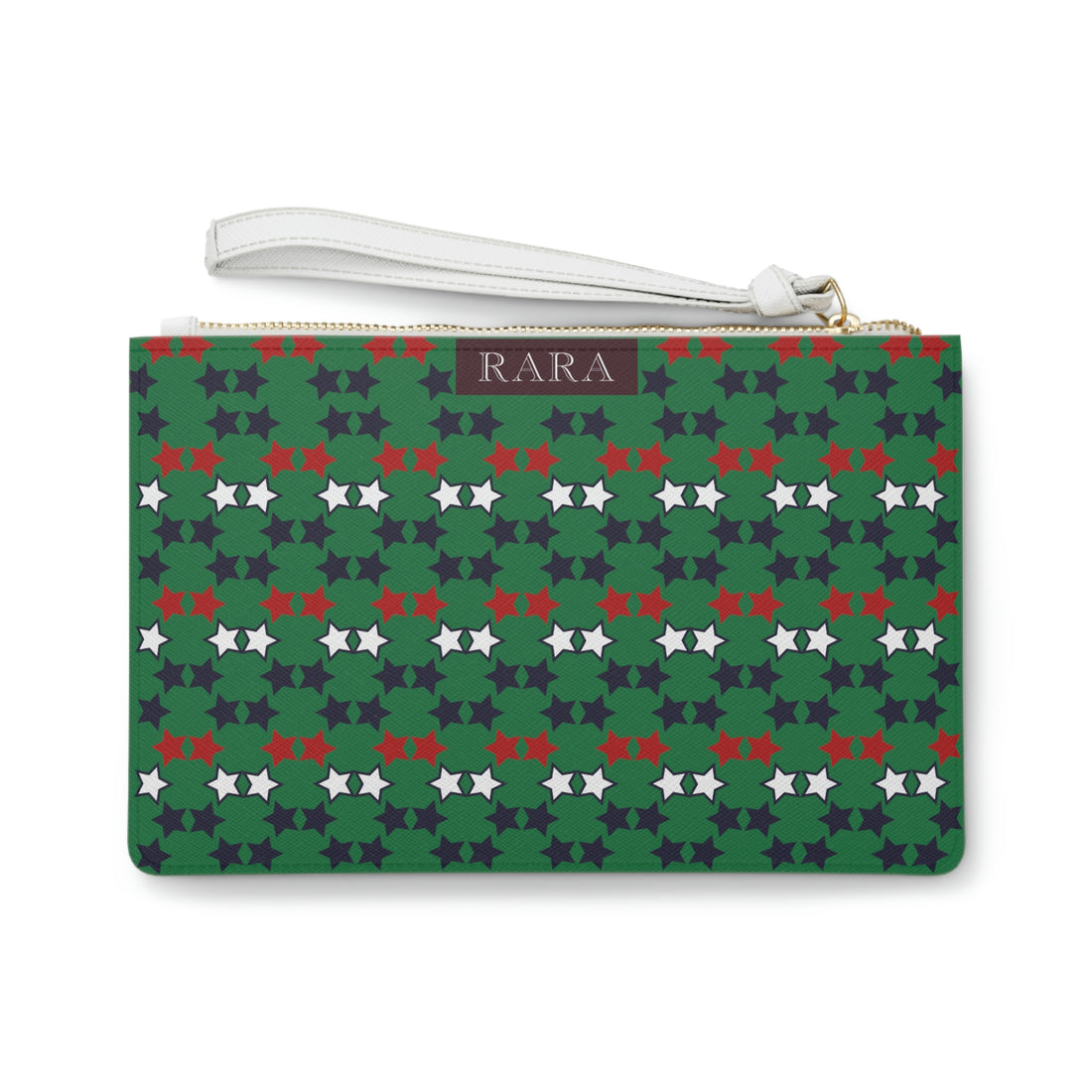 Green Star Print Clutch Bag