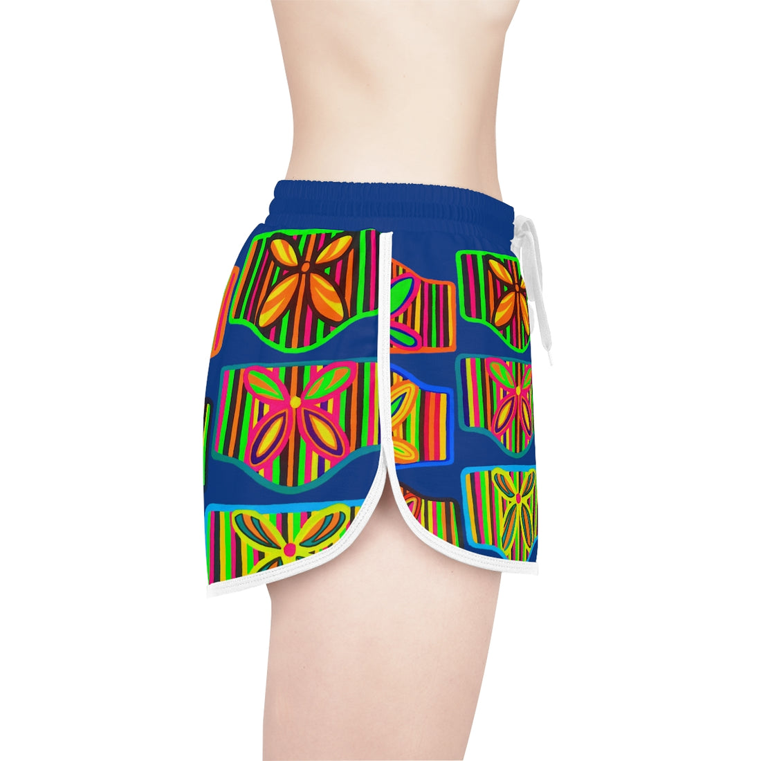 Blue Deco Print Relaxed Shorts