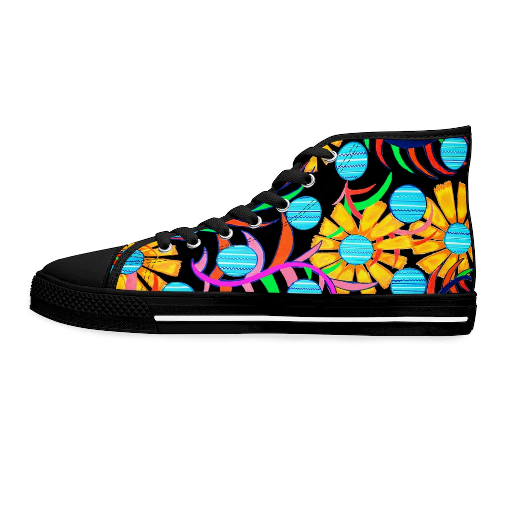 Black Sunflower Women's High Top Sneakers