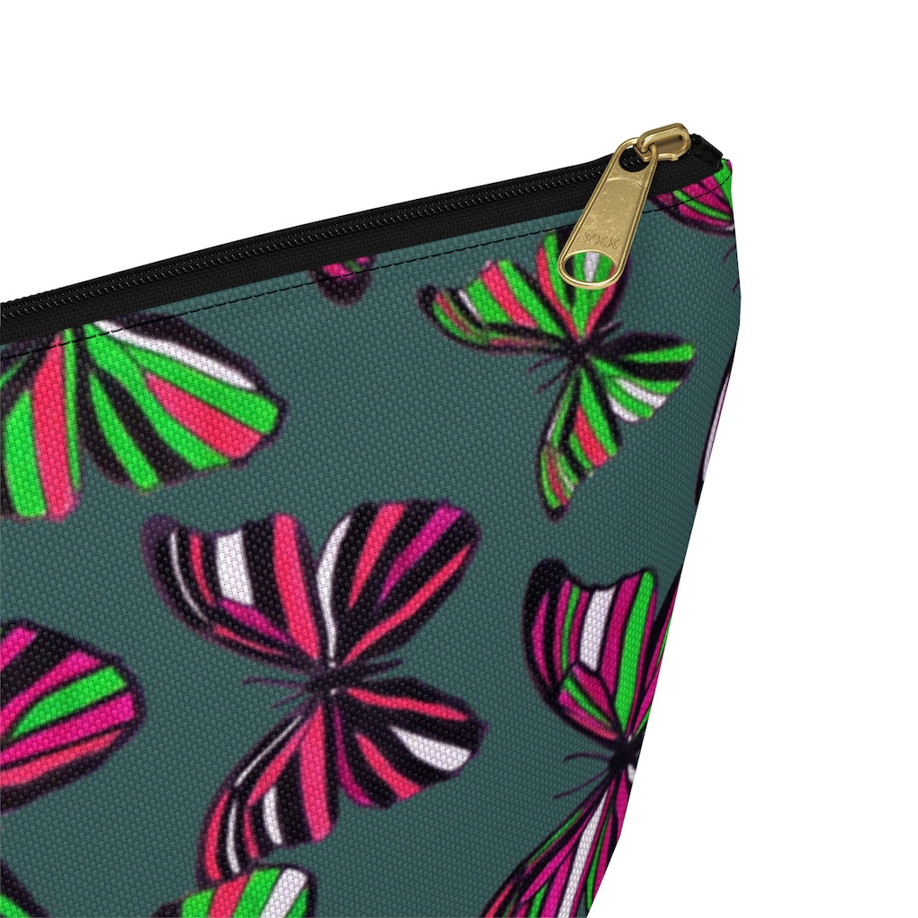 Butterflies Military Green Accessory Pouch