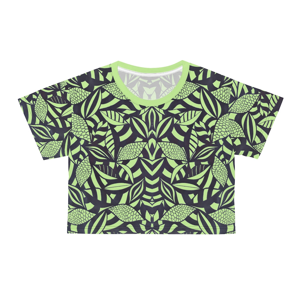 Mint Tropical Minimalist AOP Crop Tee