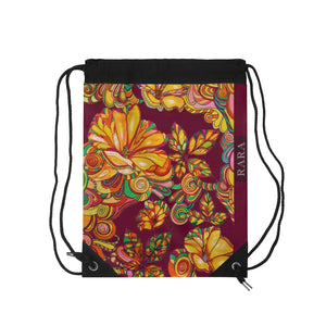 Marsala Artsy Florals Drawstring Bag