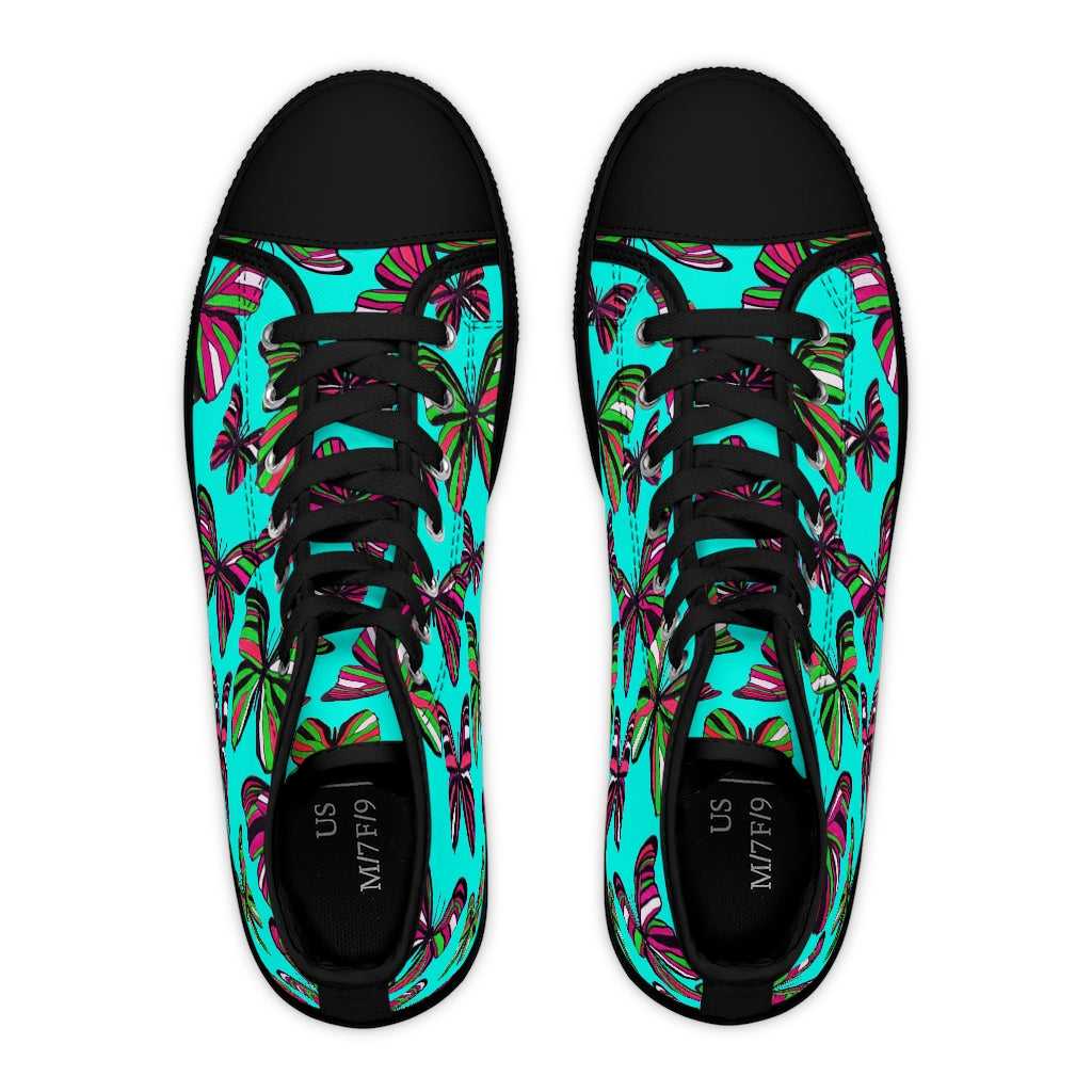 Cyan Butterflies Women's High Top Sneakers