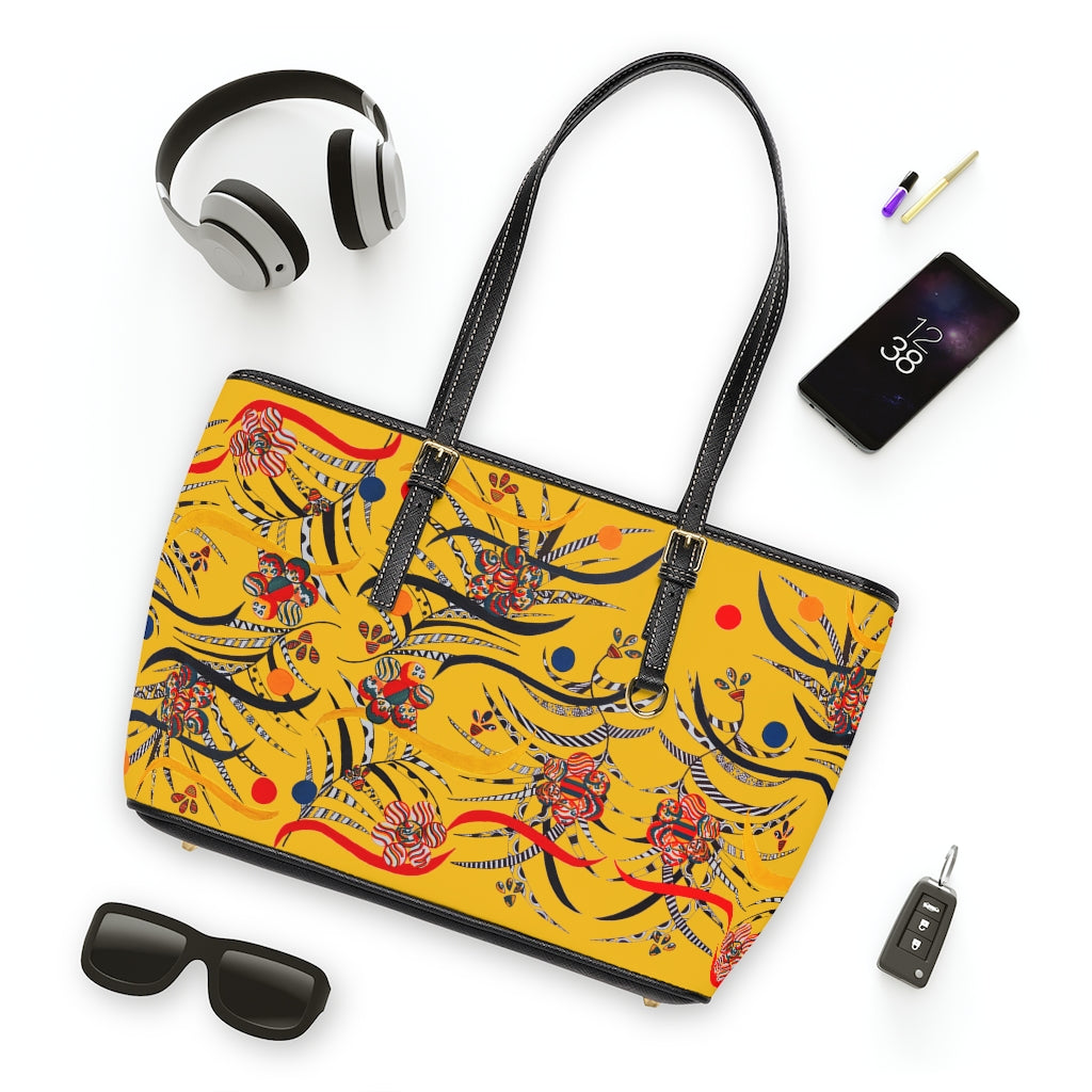 yellow  animal & jungle print tote bag