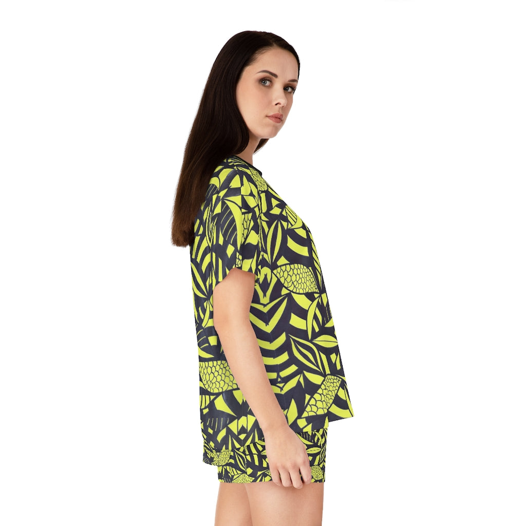 Canary Tropical Minimalist Short Pajama Set (AOP)