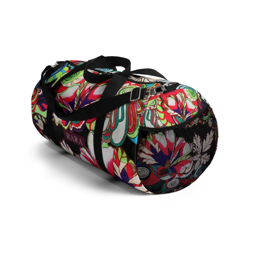 Artsy Floral Pop Black Duffel Bag
