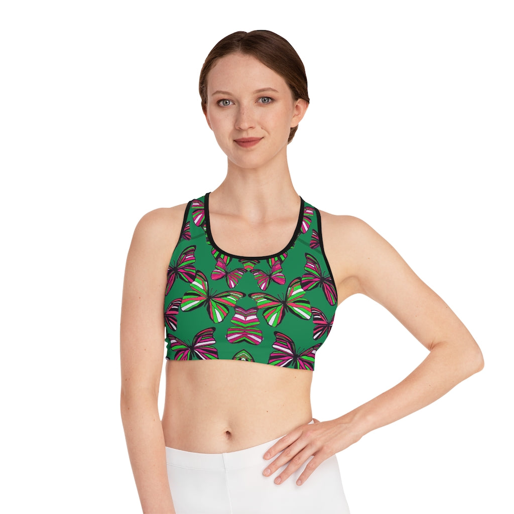 merald butterfly print sports bra