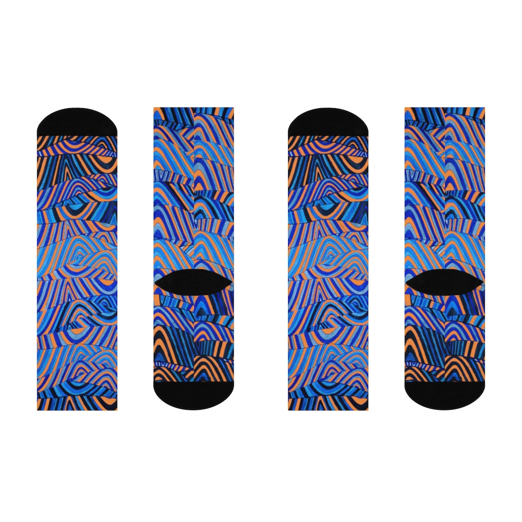 Peach psychedelic print unisex socks