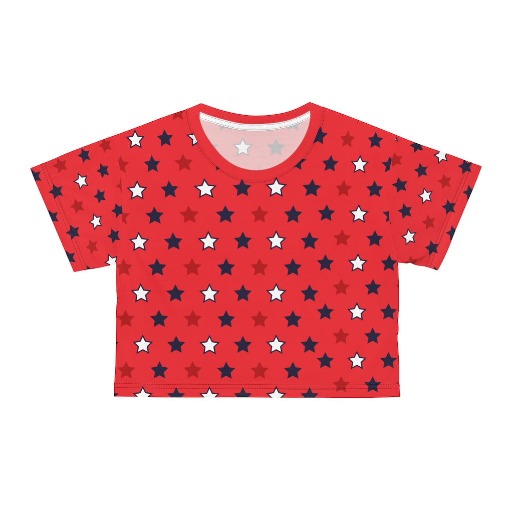 Red Starry AOP Crop Tee