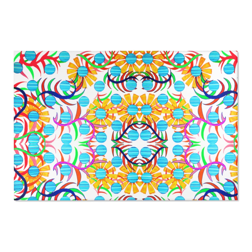 Sun Flower Jet White Area Rug